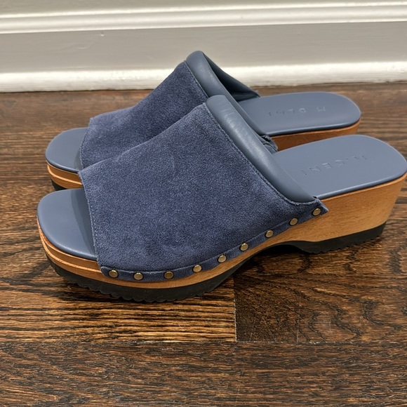 M. Gemi Greta Clog mule open toe with Wooden Platform blue navy size 40.5 10 - Picture 4 of 8